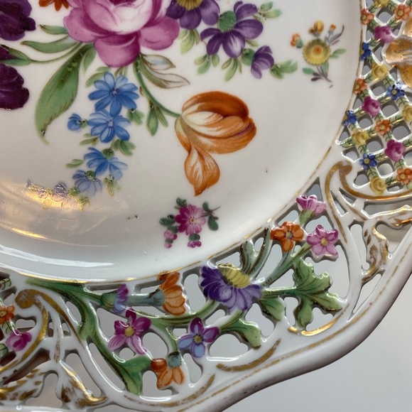 EARLY 1932-44 SCHUMANN BAVARIA CHATEAU DRESDEN ROYAL DRESNER ART SALAD PLATES - Picture 7 of 12